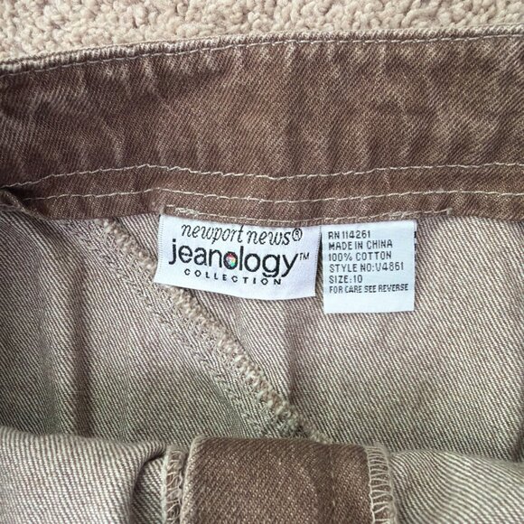 Newport News Jeanology Skirt Women 10 Brown Denim Maxi Tiered Asymmetric Vtg Y2K - Picture 4 of 8